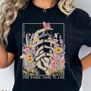 Christian Floral T-Shirt, Dry Bones Come to Life Faith Tee